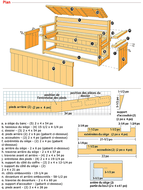 Plan pour banc et coffre de terrasse