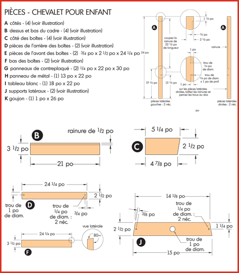 Plan pour chevalet pliant pour enfant Plan pour chevalet pliant pour enfant
