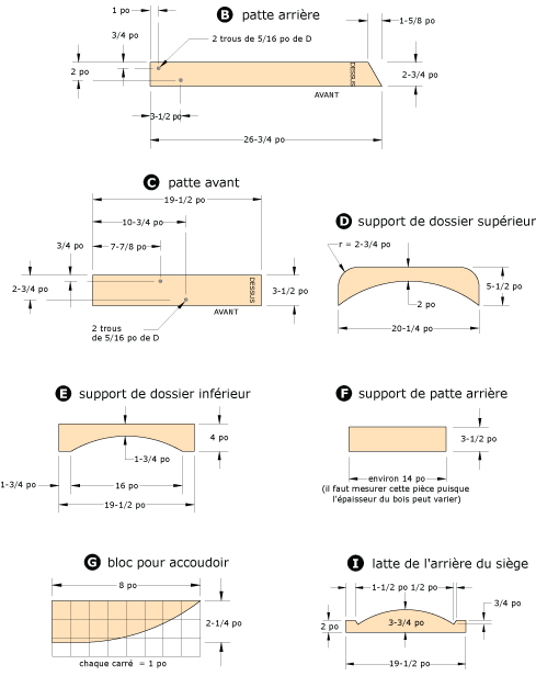 Plan 1 pour fauteuil muskoka double Plan 1 pour fauteuil muskoka double