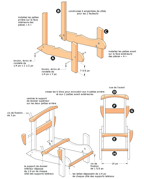 Plan 3 pour fauteuil muskoka double Plan 3 pour fauteuil muskoka double