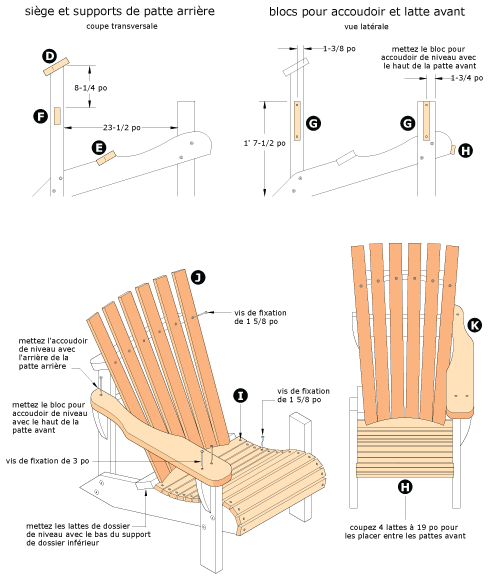 Plan 4 pour fauteuil muskoka double Plan 4 pour fauteuil muskoka double