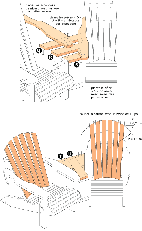 Plan 6 pour fauteuil muskoka double Plan 6 pour fauteuil muskoka double